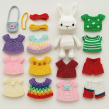 Crochet Bunny Doll Accessories for Kids Change Clothes Gift Toy