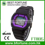 FT1185_PU Purple Color Dial LCD display Plastic digital rubber watches