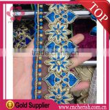 Fashion 2016 cord lace royal blue corded lace with sequin for Islamic middle east Mohammedan Muslim evening dress