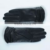 Lined ladies sheepskin dress gloves with side shirring for winter style
