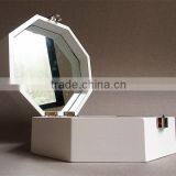 Wholesale New Design Wood Box White Hexagon Mirror Jewelry Case thumbnail-3