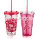 Plastic Children Cartoon Cup with lid and straw Customized Cartoon Cup