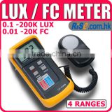 Deluxe Light Meter 200k Lux Foot Candle FC Camera Photo LCD Brightness Lux Meter