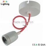 Simple E26 Ceramic Suspension Lamp With Fabric Wire thumbnail-4