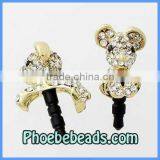 Wholesale 3.5mm Dust Plug For Iphone Crystal Pave Cute Dog Design Earphone Dustproof Jack Ear Cap MDP-M08