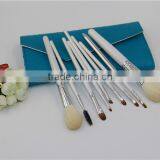 Stock Blue Bag 9 Piece White/silver Natural Hair Makeup Brushes Set