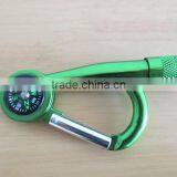 Aluminium Mini Carabiner LED Flashlight/Torch/hand Light With Compass