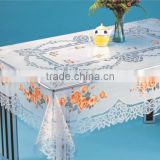TJ-3841 Transparent emboossed tablecloth with golden & silver