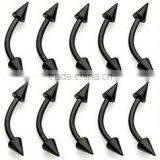 Black Plated Body Piercing Jewelry Cone Eyebrow Ring thumbnail-1