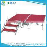 Hotel Used Red Color Carpeted Metal Steel Foldable Stage thumbnail-2