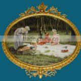 Home Brass Mounted Wall Ceramic Painting Mural, Decorative Ceramic Art Fresco thumbnail-4