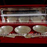 New Design Home Decoration Gift Item Set Beautiful Hand Carved Silver Plated Gift Bowl Spoon Set thumbnail-2