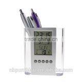 Plastic Table Clock PVC Penholder With Multifunction Display