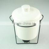 White Ceramic Soup Tureen Soup Bowl With Iron Stand in Stock thumbnail-1