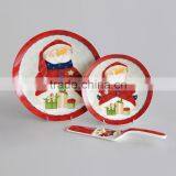 Porcelain Christmas Cake Plate With Server, X'mas Design Promotional Plate thumbnail-5