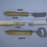 Wooden Handle Cheese Knife Butter Knife and Bottle Opener Made in Steel With Mirror Polish thumbnail-1