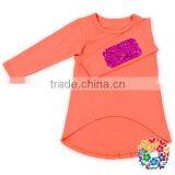 Asymmetrical Design New Model Kids Tshirts Plain White Soft Cotton Long Sleeve Girls Shirt thumbnail-3