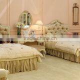 European Style Antique Finished Handmade Children Wooden Carved Girl Princess Twins - Bed Design With Gold Rim - BF07-70358 thumbnail-2