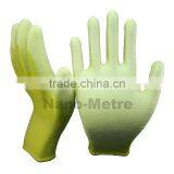 NMSAFETY 13 Gauge Knitted Yellow Nylon Liner Coated White PU on Palm Gloves for Light Industry thumbnail-6