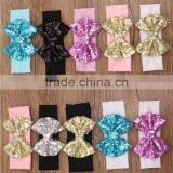 Sequin Bow Stripe Cotton Knot Headband Baby Headband Wholesale thumbnail-3