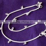 SILVER TONE Chain Payal ANKLETS Feet Bracelet PAIR thumbnail-1