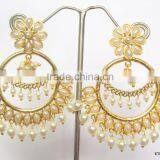 CHAND BALI Dangler Gold Tone Dangler PEARL DROP EARRINGS thumbnail-2