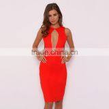 Red Cut Out Bodycon Dress Multi Strap Midi Dress thumbnail-1