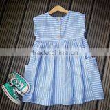 Fashion Design Toddler Girls Dress Popular Baby Girl Blue Stripes Dress For Girls thumbnail-3