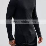 Super Long Line t Shirt Plain Black Slim Fit t Shirt Custom Logo t Shirt thumbnail-3