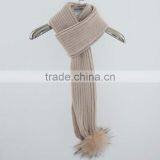 Myfur 2016 Korean Stylish Beige Color Winter Knitting Scarf With Detachable Raccoon Fur Pom Poms thumbnail-1