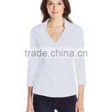 Women's 3/4 Sleeve Wrap Blouse Detachable Fit Solution thumbnail-5