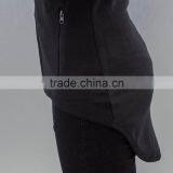 Urban Classics Zip Pockets Thin Black Cotton Curved Hem Hoodie for Ladies thumbnail-4