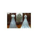 Custom A Line Straps Satin Simple Modest Wedding Dresses With Sleeves / Bridal Gown thumbnail-1