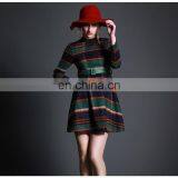 Striped Quality Temperament Checker Skirt / A Line Long Sleeve Skirt thumbnail-1