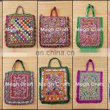 Vintage Banjara Gujarat Tribal Kutch Rabari Gypsy Work Hand Embroidery Bead And Mirror Bag Theli Tote Traditional Designs Theli