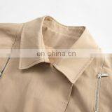 TWOTWINSTYLE Khaki Windbreaker Women Lapel Long Sleeve With Belt Patchwork Lace Up Vintage Casual thumbnail-6