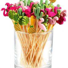 200 Pack Cocktail Picks 4.7 Inch Fruit Sticks Bamboo Toothpicks for Luau Hawaii Beach Party Supplies (Hawaii Set) thumbnail-1
