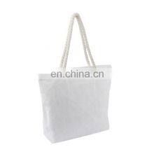Cotton Bag With Zipper Womens Canvas Rope Handle Shoulder Bag thumbnail-5