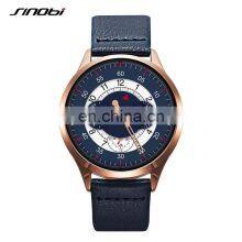 SINOBI Blue Leather Band Wrist Watches S9815G Chronograph Hand Watches Man Hollow Out Pointer Male Watch Montre Homme thumbnail-3
