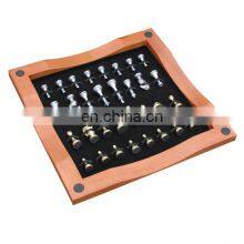 High Quality Outdoor Wooden and Leather Board Handmade Cheap Magnetic Chess Set thumbnail-3
