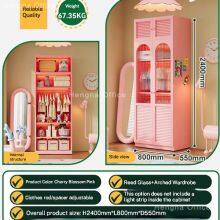 Stylish Wardrobe for Boutique & Themed Hotels | Custom Color Cabinet With Shelves and Glass Doors thumbnail-1