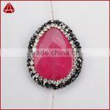 Peachblow Jade Faceted Beads Inlaid Zircon Paved Beads, Zircon Jewelry Wholesale With CZ Paved Cap thumbnail-2