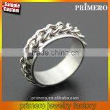 Wholesale Silver Tone Stainless Steel Chain Rings Rotating Spinner Men Gift thumbnail-1