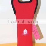 Red Neoprene Wine Bottle Cooler Sleeve With Handle thumbnail-1