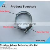 Stainless steel worm gear hose clamp with band width 12.8mm