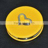 Yellow Leather Cosmetic Compact Mirror With Heart Shape thumbnail-1