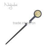 Round Japanese Vintage Wooden Hairpin Metal Hair Stick