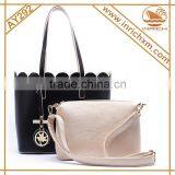 European Style Pure Color Pandent Decorated PU Leather Handbag Satchel Tote thumbnail-2