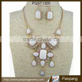 2016 Spring and Summer New Design White Diamond Necklace and Earring Jewelry Set thumbnail-1