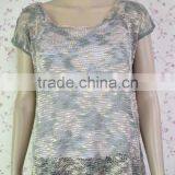 2015 New Knitwear Short Sleeve Hollow Out Lady Leisure Summer Sexy Women Pullover Fashion